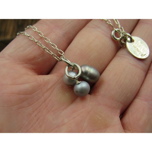 18" Sterling Silver Triple Genuine Pearls Necklace Vintage Minimalist Everyday - Picture 3 of 6